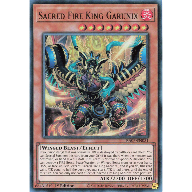 Yu-Gi-Oh TCG RA05-EN031 UR Sacred Fire King Garunix Ultra Rare Rarity Collection 5