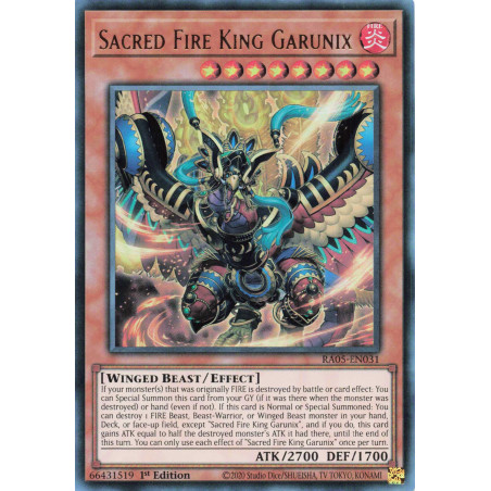 Yu-Gi-Oh TCG RA05-EN031 UR Sacred Fire King Garunix Ultra Rare Rarity Collection 5