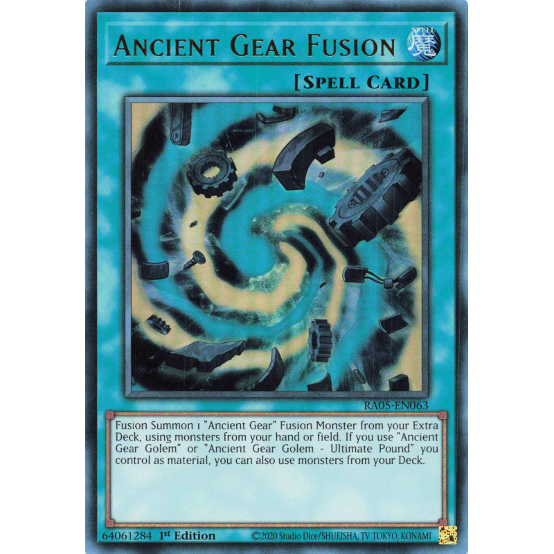 Yu-Gi-Oh TCG RA05-EN063 UR Ancient Gear Fusion Ultra Rare Rarity Collection 5