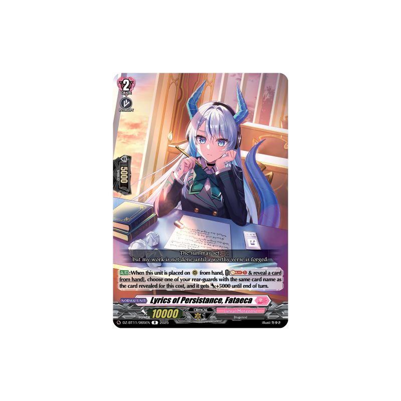 Vanguard_TCG_card_DZ-BT11_065EN_R_Lyrics_of_Persistance_Fataeca_Symphony_of_Might_Bloom