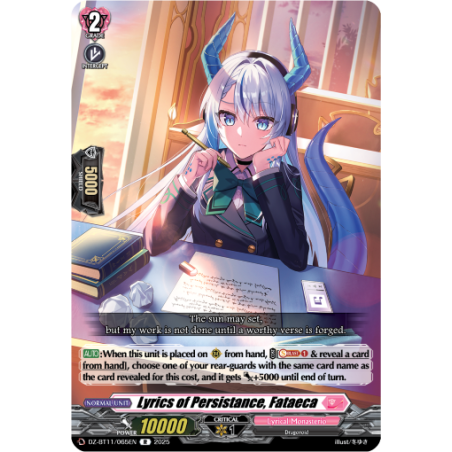 Vanguard_TCG_card_DZ-BT11_065EN_R_Lyrics_of_Persistance_Fataeca_Symphony_of_Might_Bloom