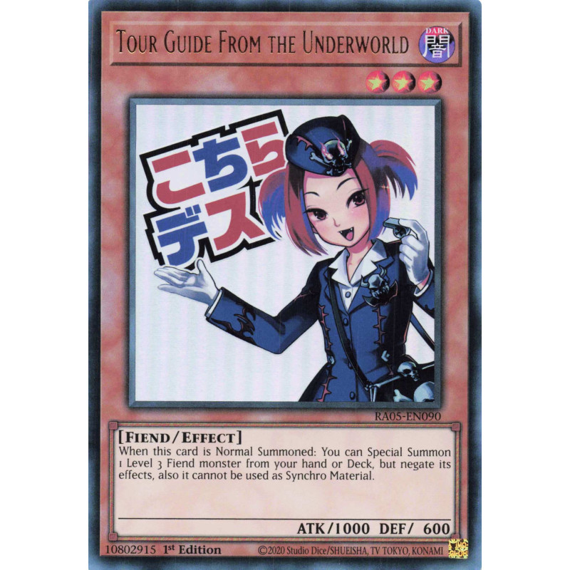 Yu-Gi-Oh TCG RA05-EN090 UR Tour Guide From the Underworld (stamp artwork) Ultra Rare Rarity Collection 5