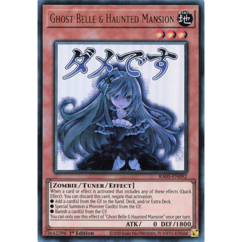 Yu-Gi-Oh TCG RA05-EN092 UR Ghost Belle & Haunted Mansion (stamp artwork) Ultra Rare Rarity Collection 5