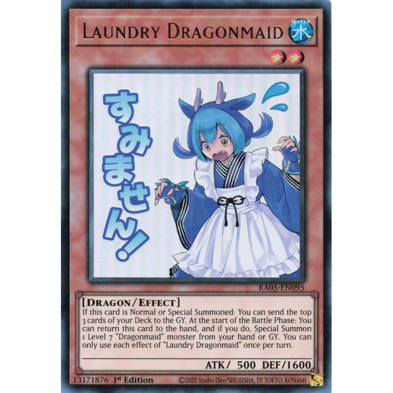 Yu-Gi-Oh TCG RA05-EN095 UR Laundry Dragonmaid (stamp artwork) Ultra Rare Rarity Collection 5
