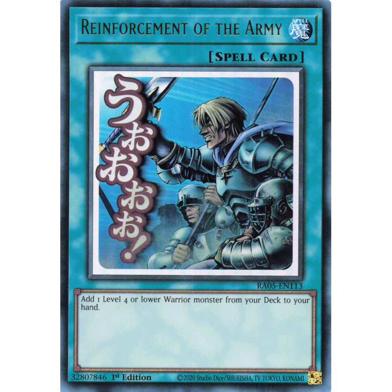 Yu-Gi-Oh TCG RA05-EN113 UR Reinforcement of the Army (stamp artwork) Ultra Rare Rarity Collection 5