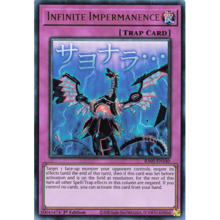 Yu-Gi-Oh TCG RA05-EN140 UR Infinite Impermanence (stamp artwork) Ultra Rare Rarity Collection 5
