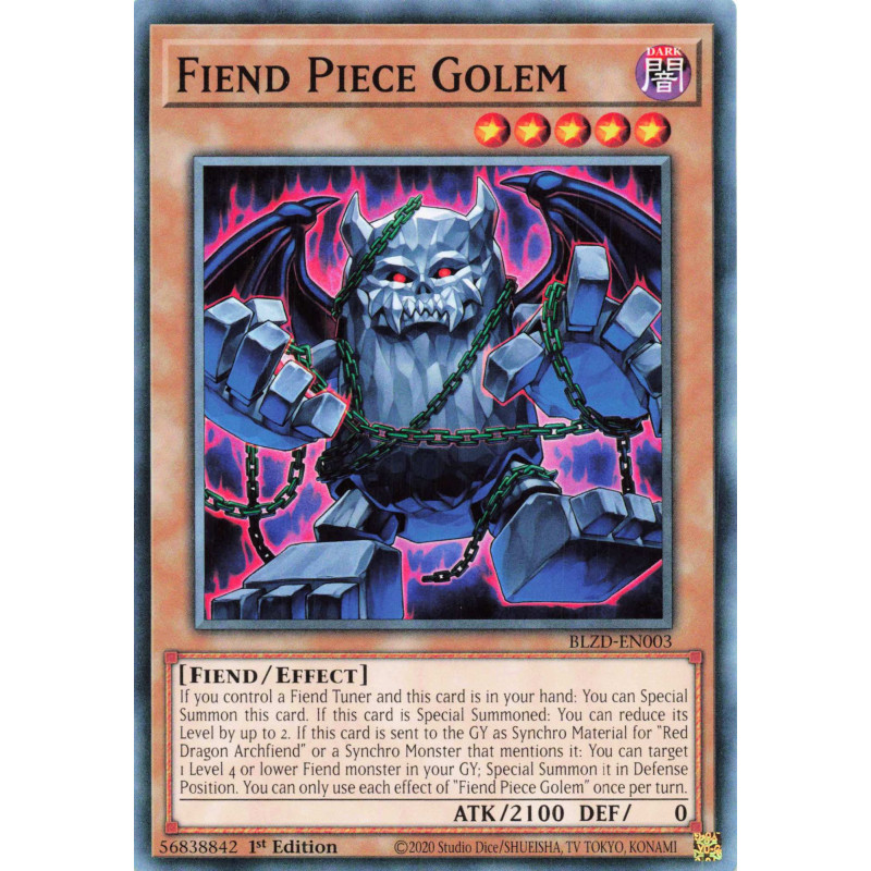 Yu-Gi-Oh TCG BLZD-EN003 C Fiend Piece Golem Blazing Dominion