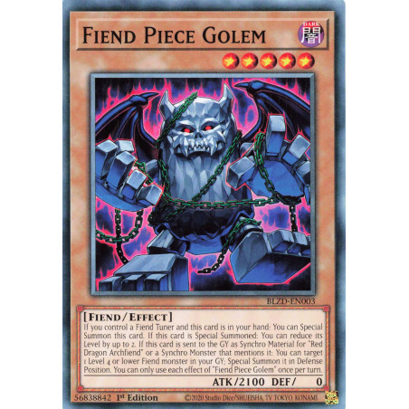 Yu-Gi-Oh TCG BLZD-EN003 C Fiend Piece Golem Blazing Dominion