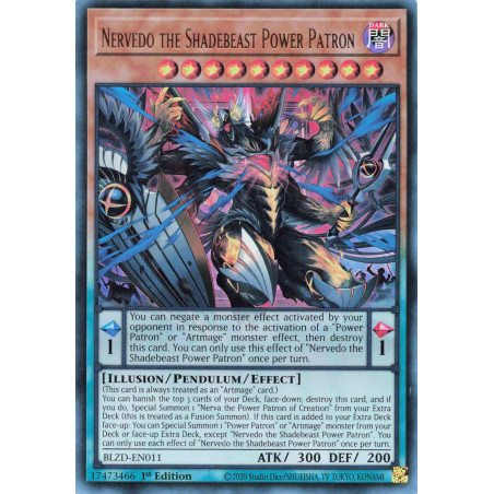 Yu-Gi-Oh TCG BLZD-EN011 UR Nervedo the Shadebeast Power Patron Blazing Dominion