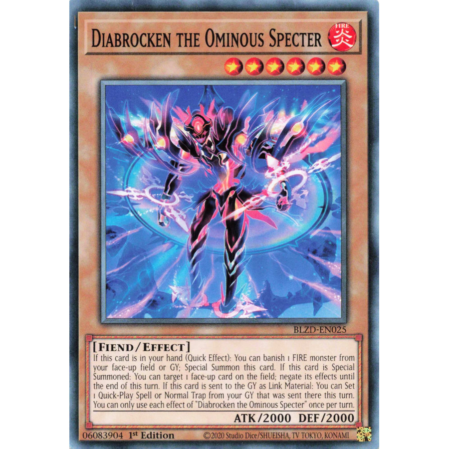 Yu-Gi-Oh TCG BLZD-EN025 C Diabrocken the Ominous Specter Blazing Dominion