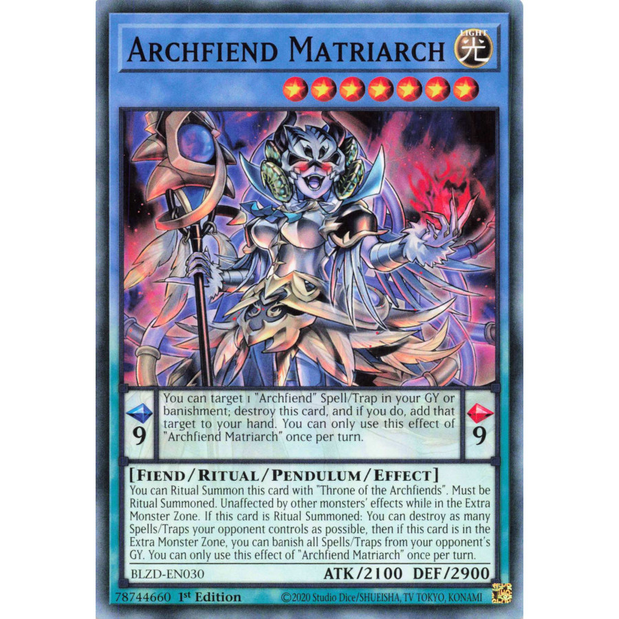 Yu-Gi-Oh TCG BLZD-EN030 C Archfiend Matriarch Blazing Dominion