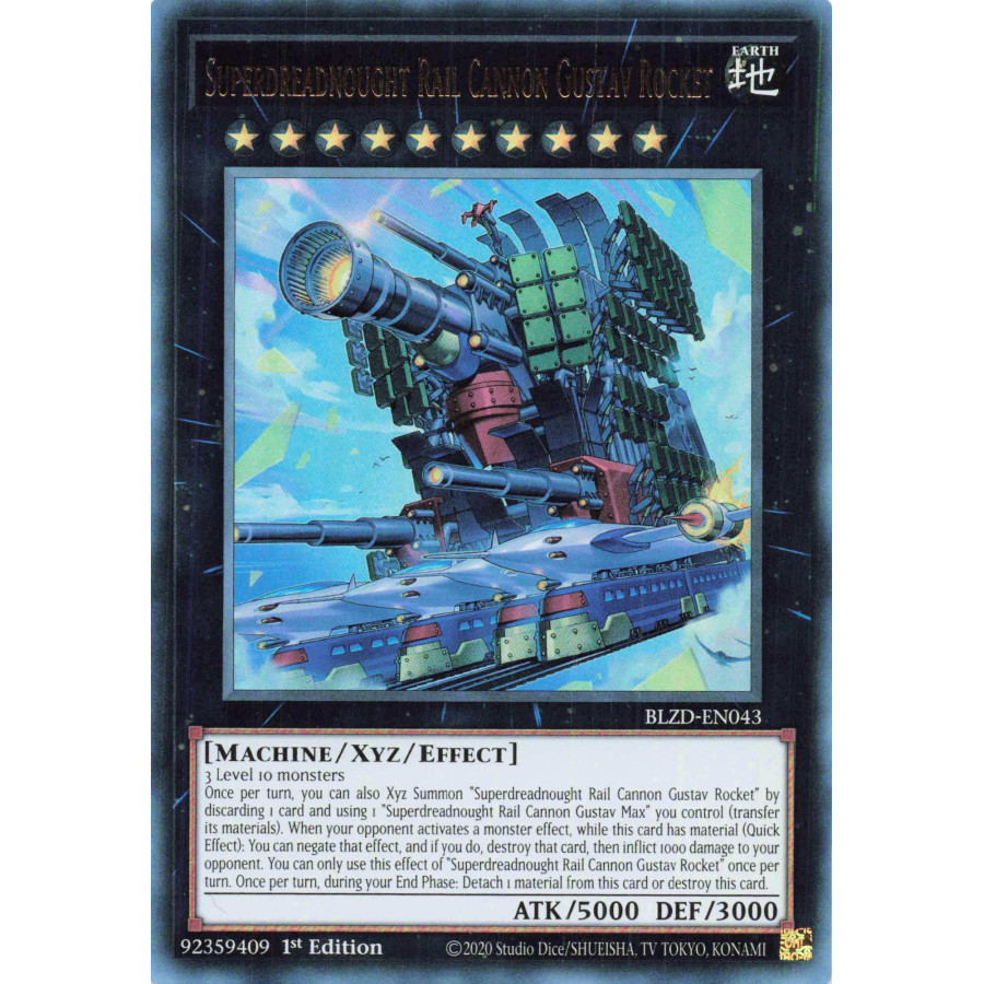 Yu-Gi-Oh TCG BLZD-EN043 UR Superdreadnought Rail Cannon Gustav Rocket Blazing Dominion