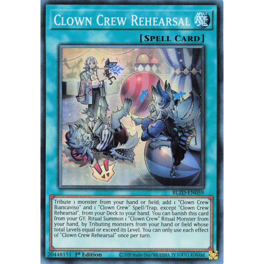Yu-Gi-Oh TCG BLZD-EN059 SR Clown Crew Rehearsal Blazing Dominion