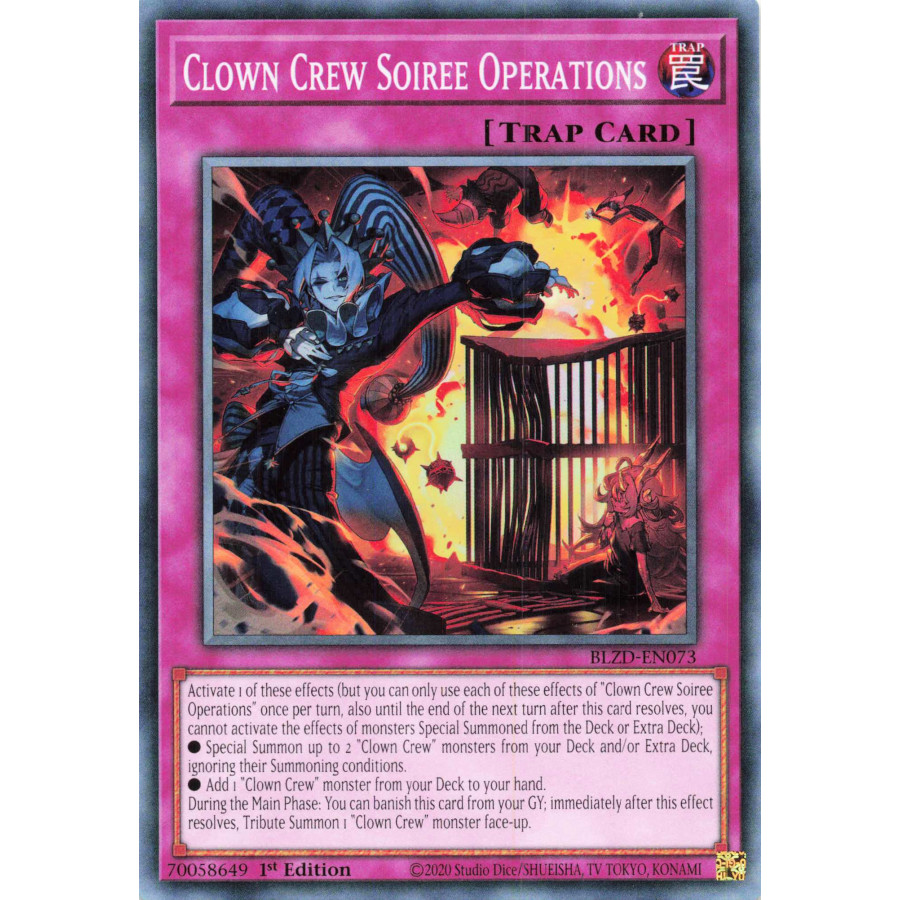 Yu-Gi-Oh TCG BLZD-EN073 C Clown Crew Soiree Operations Blazing Dominion