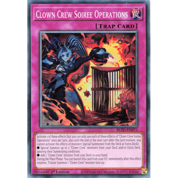 Yu-Gi-Oh TCG BLZD-EN073 C Clown Crew Soiree Operations Blazing Dominion