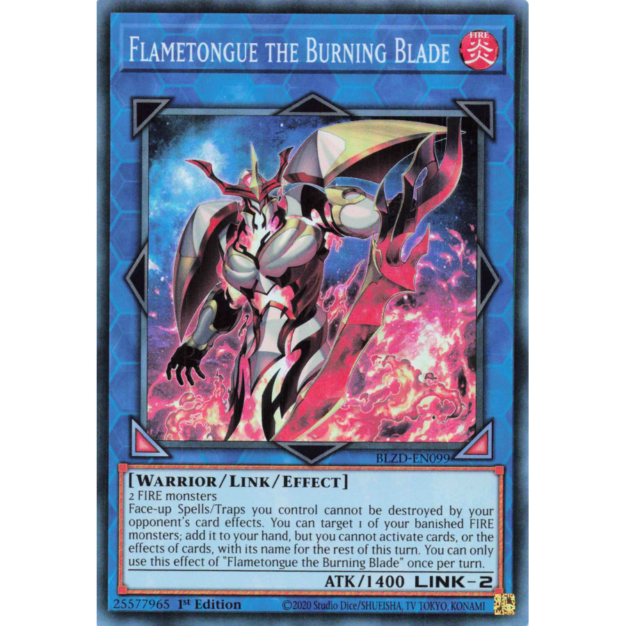 Yu-Gi-Oh TCG BLZD-EN099 SR Flametongue the Burning Blade Blazing Dominion