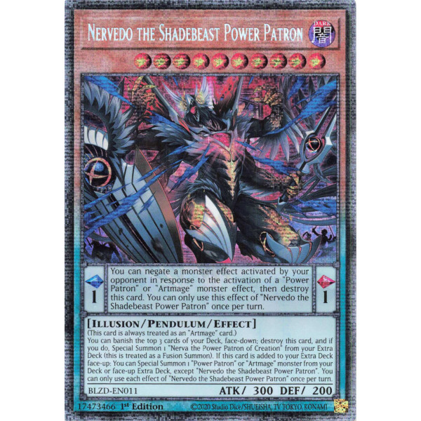 Yu-Gi-Oh TCG BLZD-EN011 STAR Nervedo the Shadebeast Power Patron Blazing Dominion