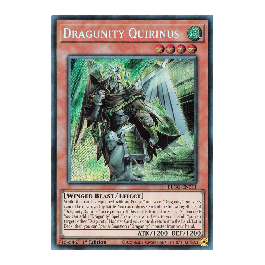 Yu-Gi-Oh TCG BLGG-EN011 SE Dragunity Quirinus Battles of Legend: Glorious Gallery