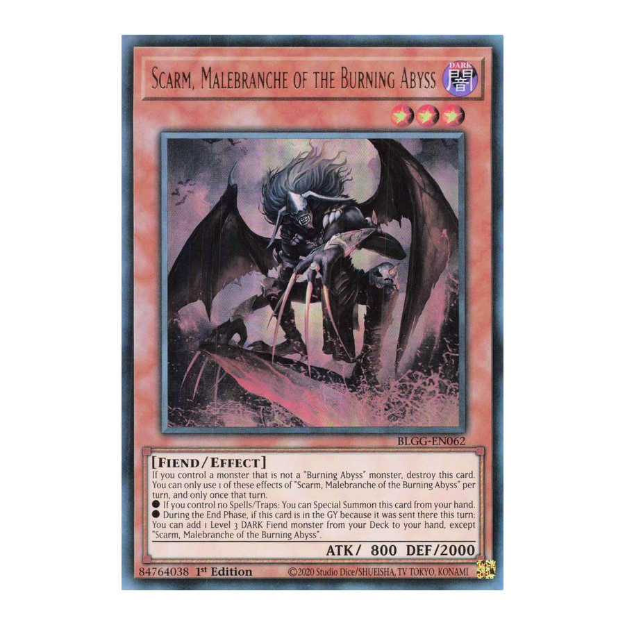 Yu-Gi-Oh TCG BLGG-EN062 UR Scarm, Malebranche of the Burning Abyss Battles of Legend: Glorious Gallery