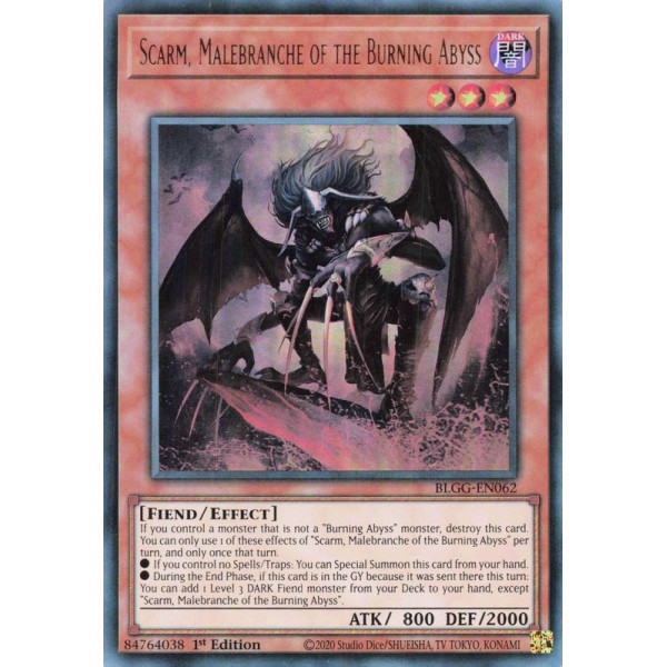 Yu-Gi-Oh TCG BLGG-EN062 UR Scarm, Malebranche of the Burning Abyss Battles of Legend: Glorious Gallery