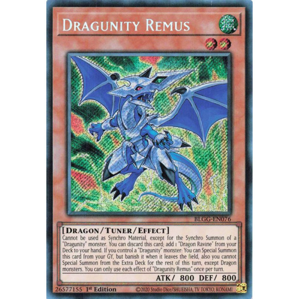 Yu-Gi-Oh TCG BLGG-EN076 SE Dragunity Remus Battles of Legend: Glorious Gallery