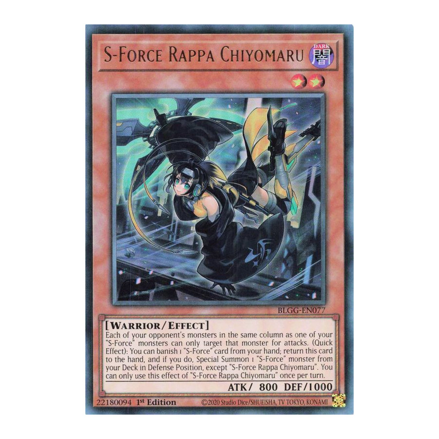 Yu-Gi-Oh TCG BLGG-EN077 UR S-Force Rappa Chiyomaru Battles of Legend: Glorious Gallery