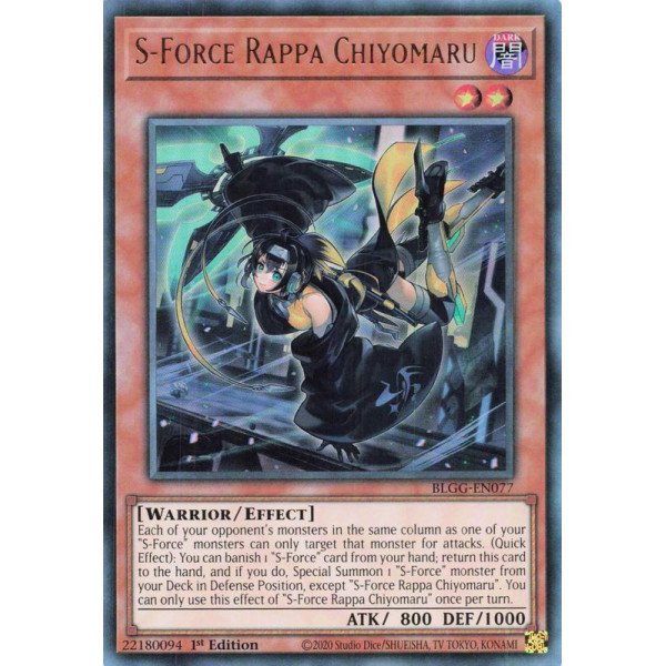 Yu-Gi-Oh TCG BLGG-EN077 UR S-Force Rappa Chiyomaru Battles of Legend: Glorious Gallery