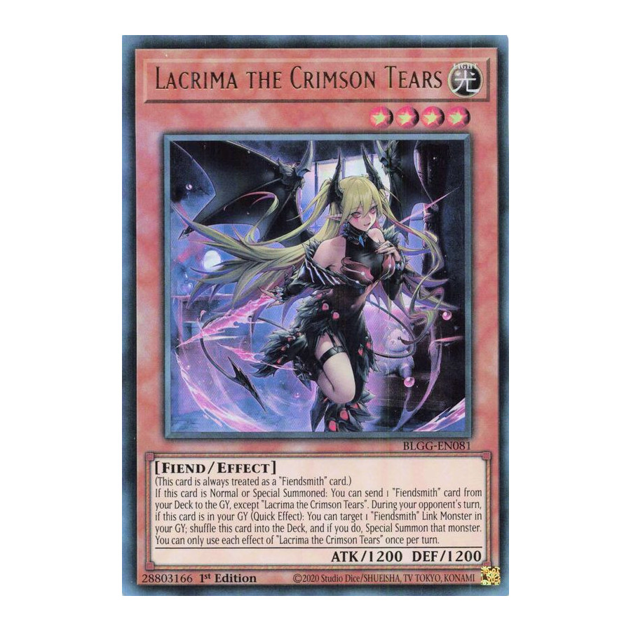 Yu-Gi-Oh TCG BLGG-EN081 UR Lacrima the Crimson Tears Battles of Legend: Glorious Gallery