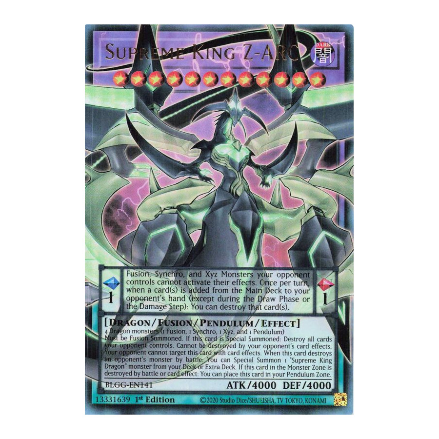 Yu-Gi-Oh TCG BLGG-EN141 UR Supreme King Z-ARC (extended art) Battles of Legend: Glorious Gallery