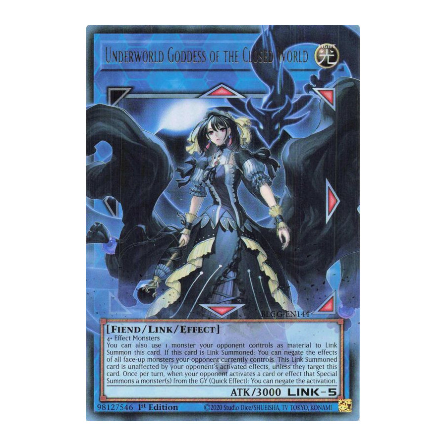 Yu-Gi-Oh TCG BLGG-EN144 UR Underworld Goddess of the Closed World (extended art) Battles of Legend: Glorious Gallery