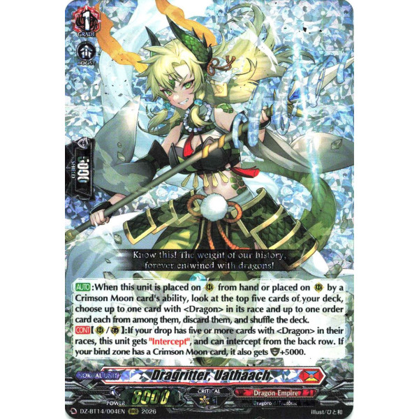 Vanguard TCG card DZ-BT14/004EN RRR Dragritter, Uathaach  Envoys of the Crimson Moon