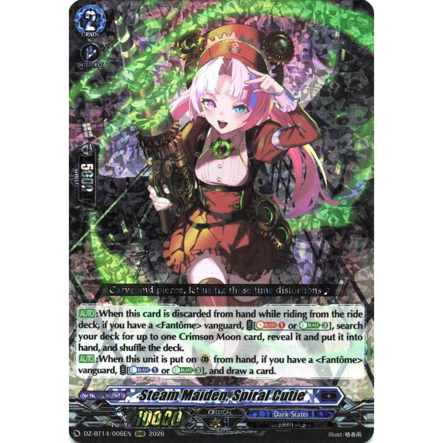 Vanguard TCG card DZ-BT14/006EN RRR Steam Maiden, Spiral Cutie Envoys of the Crimson Moon