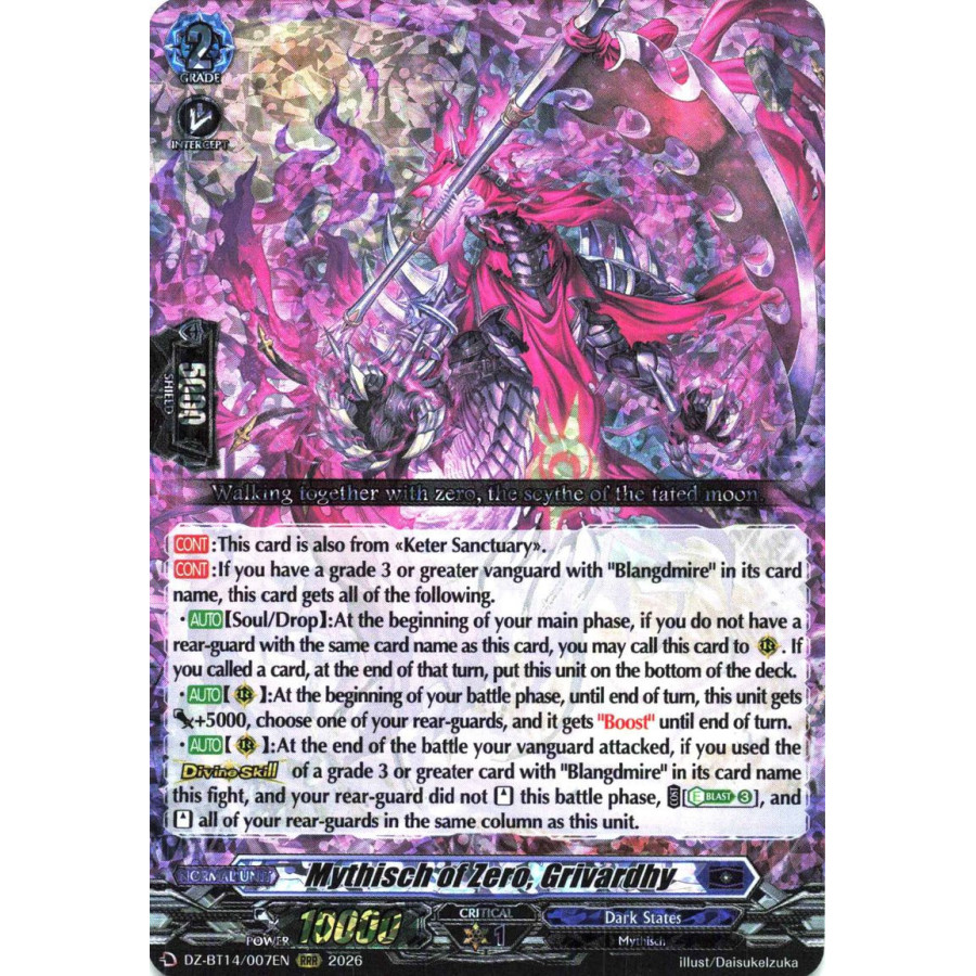 Vanguard TCG card DZ-BT14/007EN RRR Mythisch of Zero, Grivardhy Envoys of the Crimson Moon