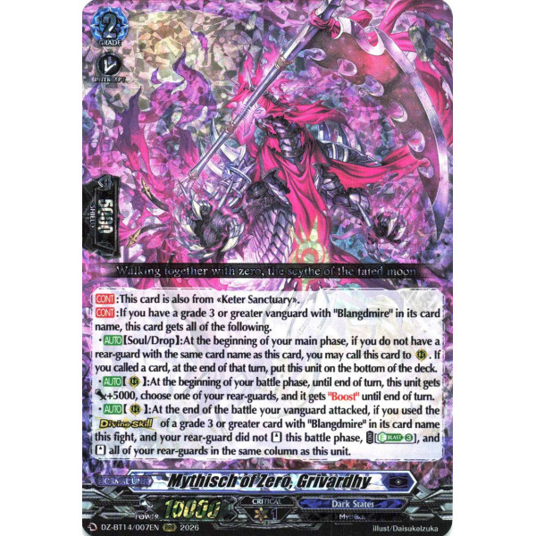 Vanguard TCG card DZ-BT14/007EN RRR Mythisch of Zero, Grivardhy Envoys of the Crimson Moon