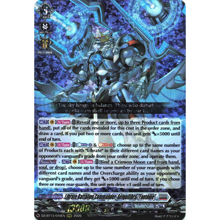 Vanguard TCG card DZ-BT14/010EN RRR Librate Battalion Commander, Aelquilibra Fantôme Envoys of the Crimson Moon