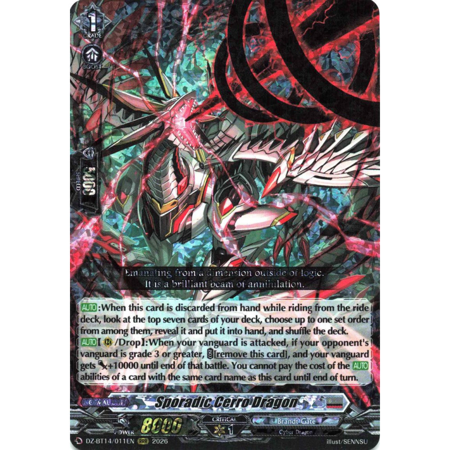 Vanguard TCG card DZ-BT14/011EN RRR Sporadic Cerro Dragon Envoys of the Crimson Moon