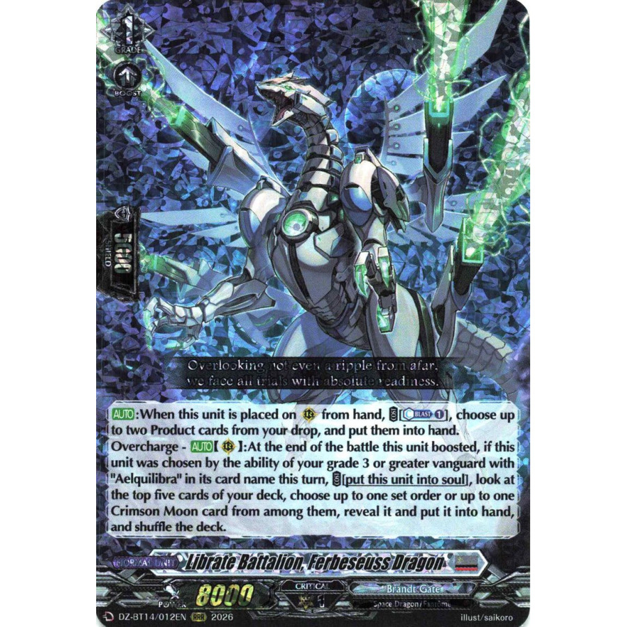 Vanguard TCG card DZ-BT14/012EN RRR Librate Battalion, Ferbeseuss Dragon Envoys of the Crimson Moon