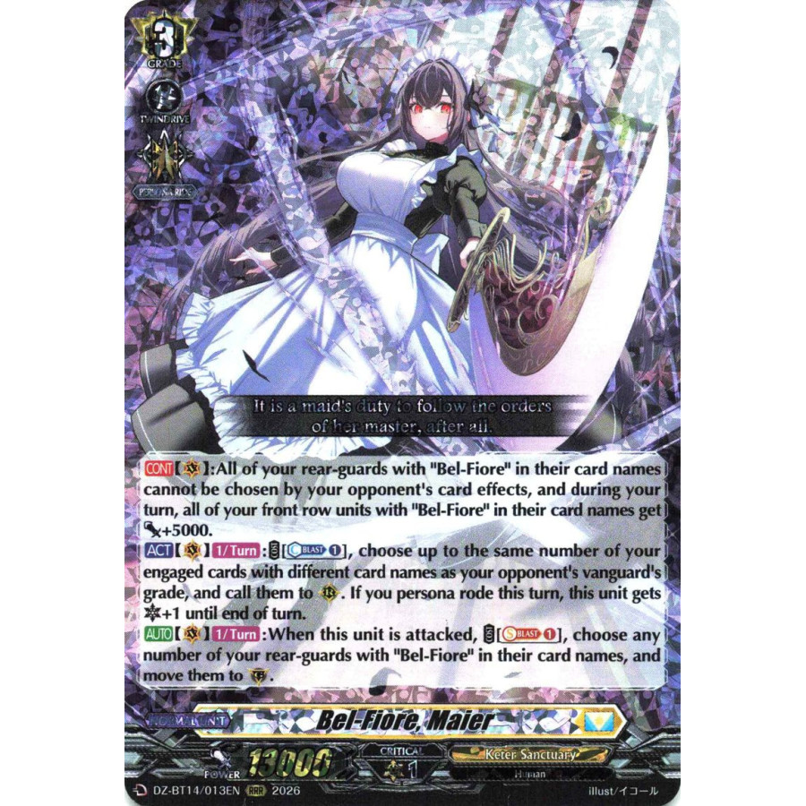 Vanguard TCG card DZ-BT14/013EN RRR Bel-Fiore, Maier Envoys of the Crimson Moon