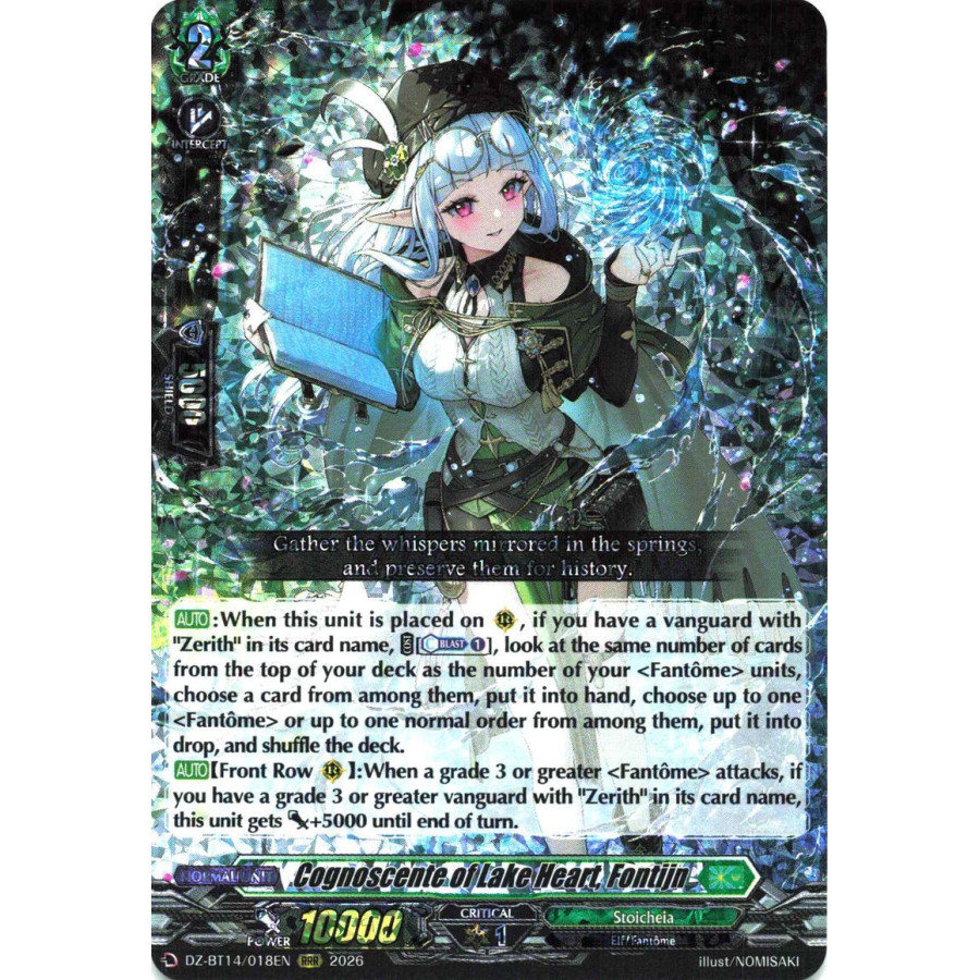 Vanguard TCG card DZ-BT14/018EN RRR Cognoscente of Lake Heart, Fontijn Envoys of the Crimson Moon