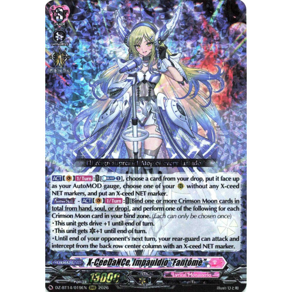 Vanguard TCG card DZ-BT14/019EN RRR X-CeeDaNCe, Impauldio Fantôme Envoys of the Crimson Moon