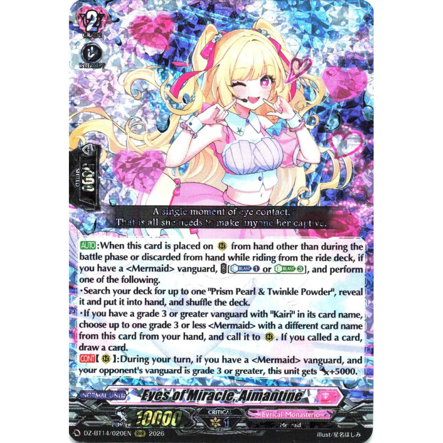 Vanguard TCG card DZ-BT14/020EN RRR Eyes of Miracle, Aimantine  Envoys of the Crimson Moon