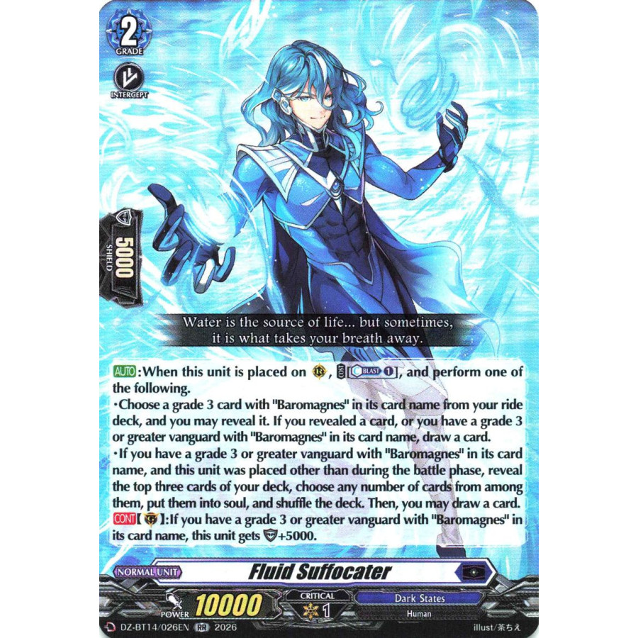 Vanguard TCG card DZ-BT14/026EN RR Fluid Suffocater Envoys of the Crimson Moon