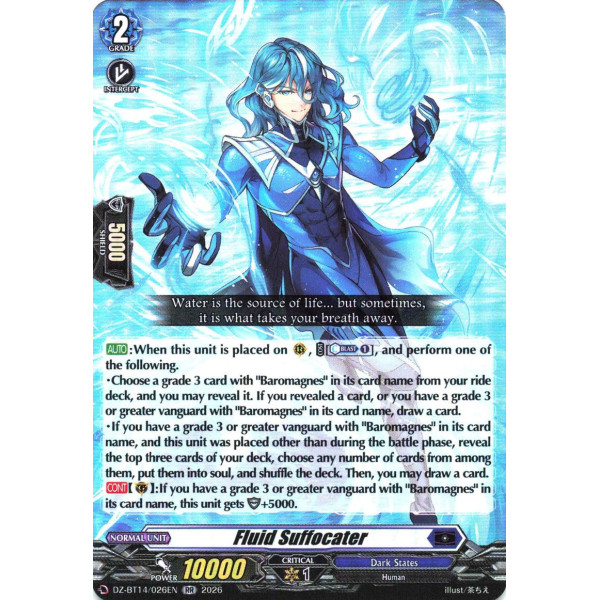 Vanguard TCG card DZ-BT14/026EN RR Fluid Suffocater Envoys of the Crimson Moon