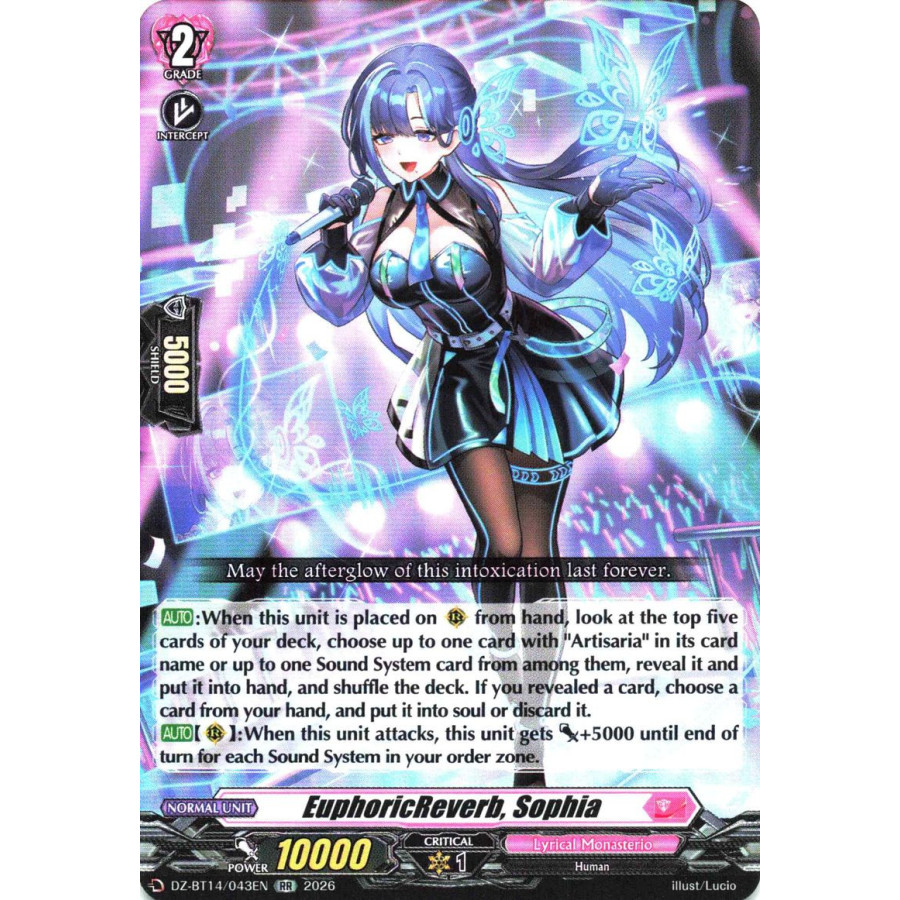 Vanguard TCG card DZ-BT14/043EN RR EuphoricReverb, Sophia Envoys of the Crimson Moon