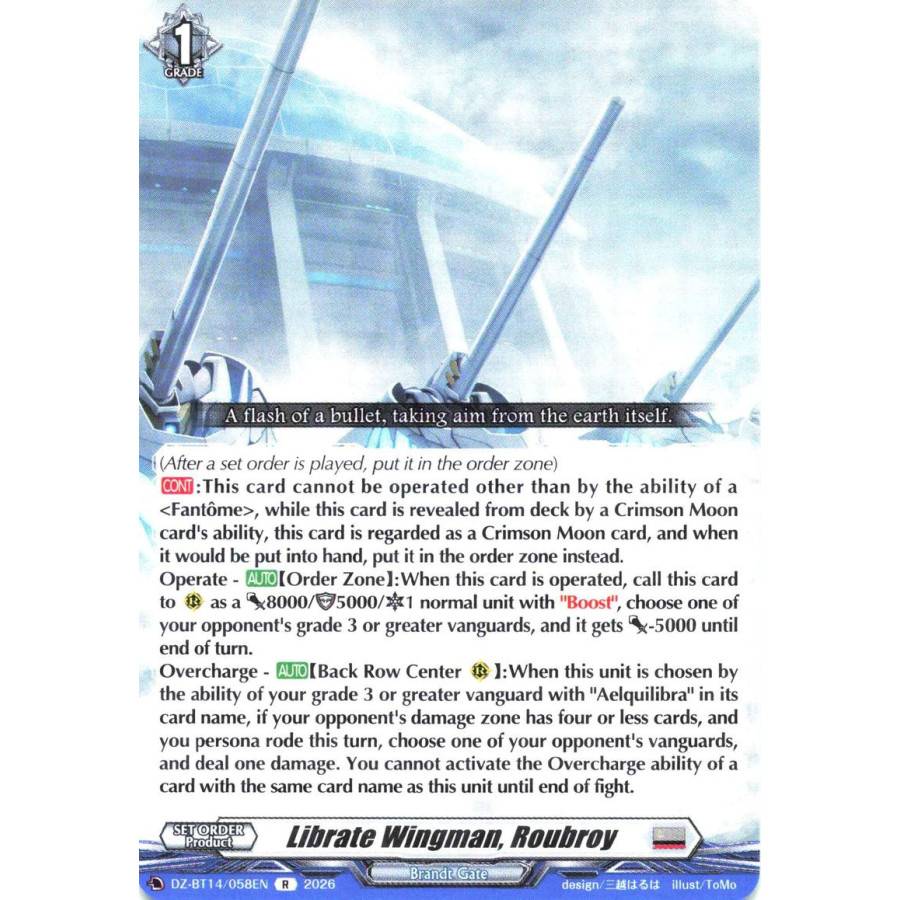 Vanguard TCG card DZ-BT14/058EN R Librate Wingman, Roubroy Envoys of the Crimson Moon