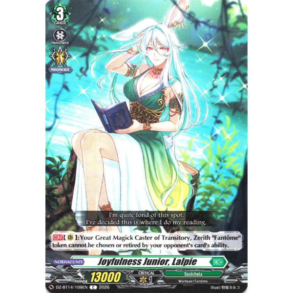 Vanguard TCG card DZ-BT14/109EN C Joyfulness Junior, Lalpie Envoys of the Crimson Moon
