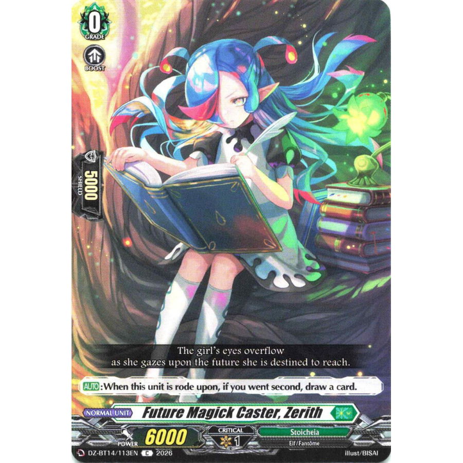 Vanguard TCG card DZ-BT14/113EN C Future Magick Caster, Zerith Envoys of the Crimson Moon