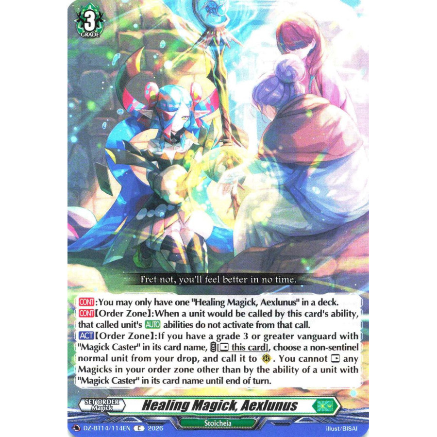 Vanguard TCG card DZ-BT14/114EN C Healing Magick, Aexlunus Envoys of the Crimson Moon