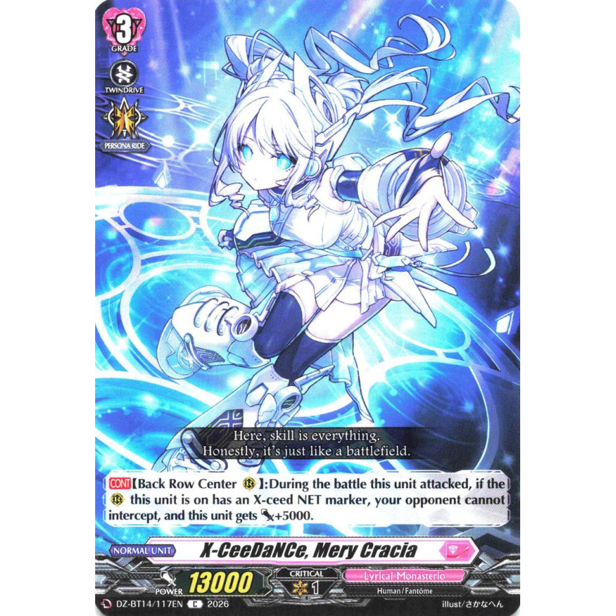 Vanguard TCG card DZ-BT14/117EN C X-CeeDaNCe, Mery Cracia Envoys of the Crimson Moon