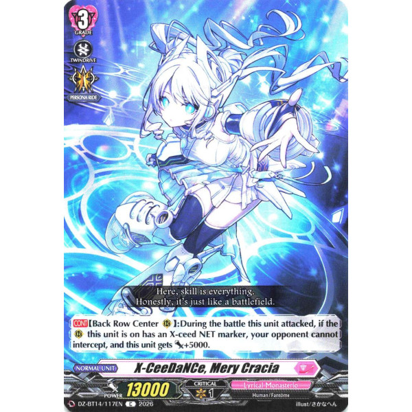 Vanguard TCG card DZ-BT14/117EN C X-CeeDaNCe, Mery Cracia Envoys of the Crimson Moon